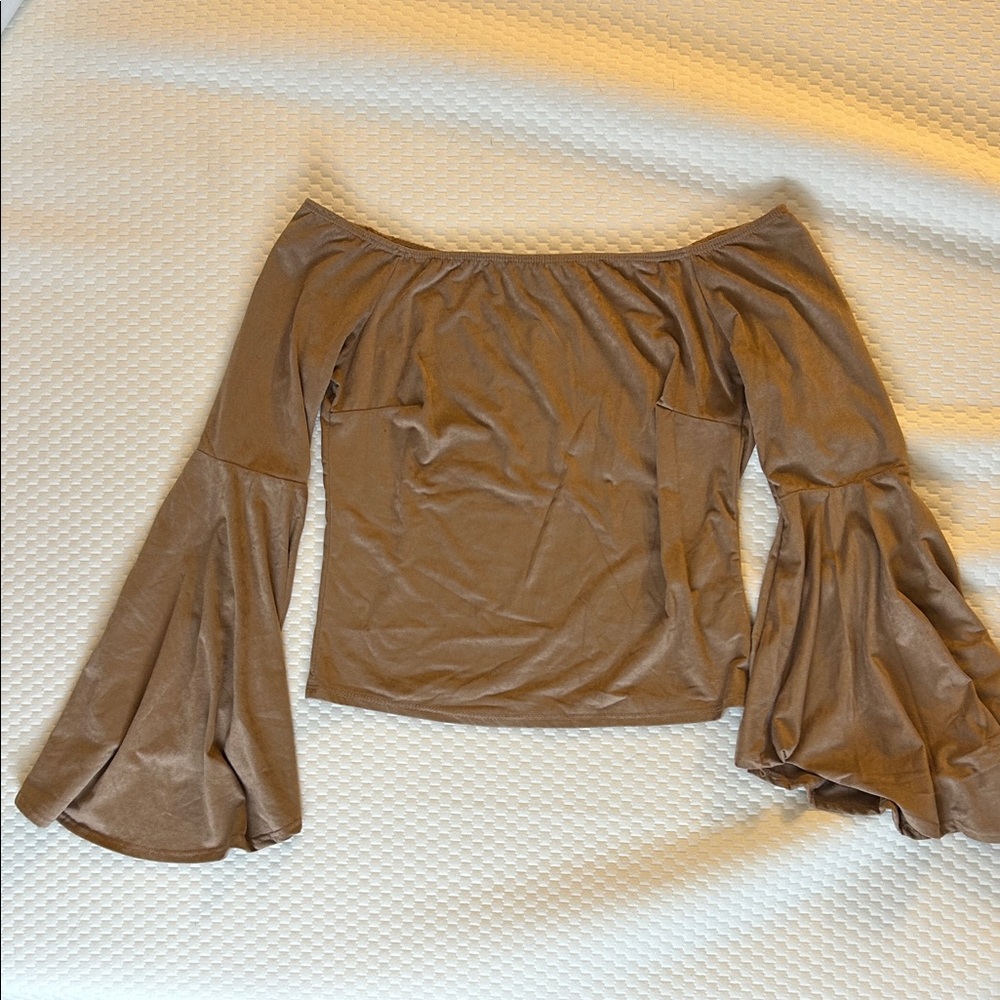 Charlotte Russe Tan Off-Shoulder Top